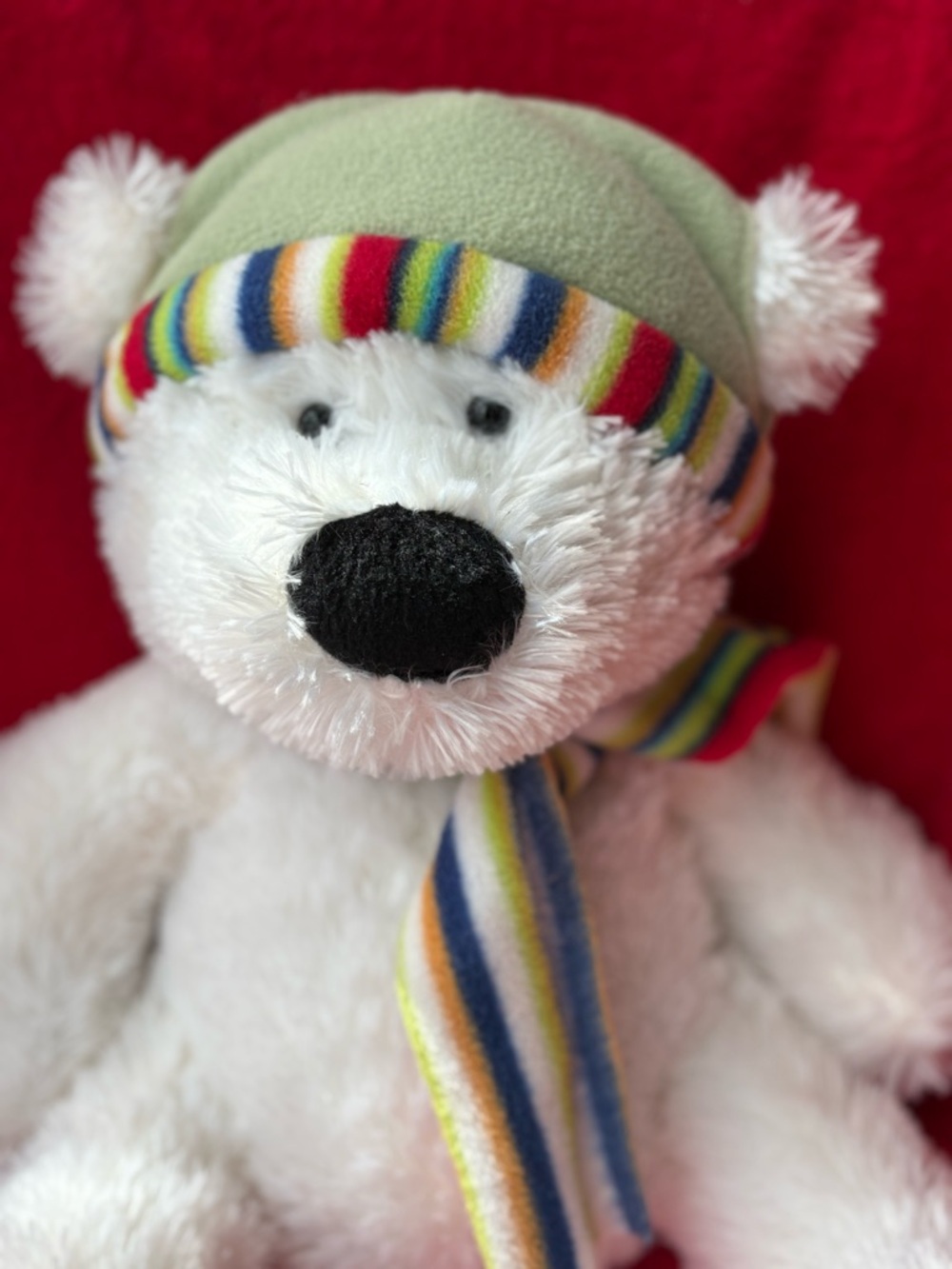 RUSS Bernard the Polar Bear Plush Stuffed Animal Soft by Avon w/Hat & Scarf